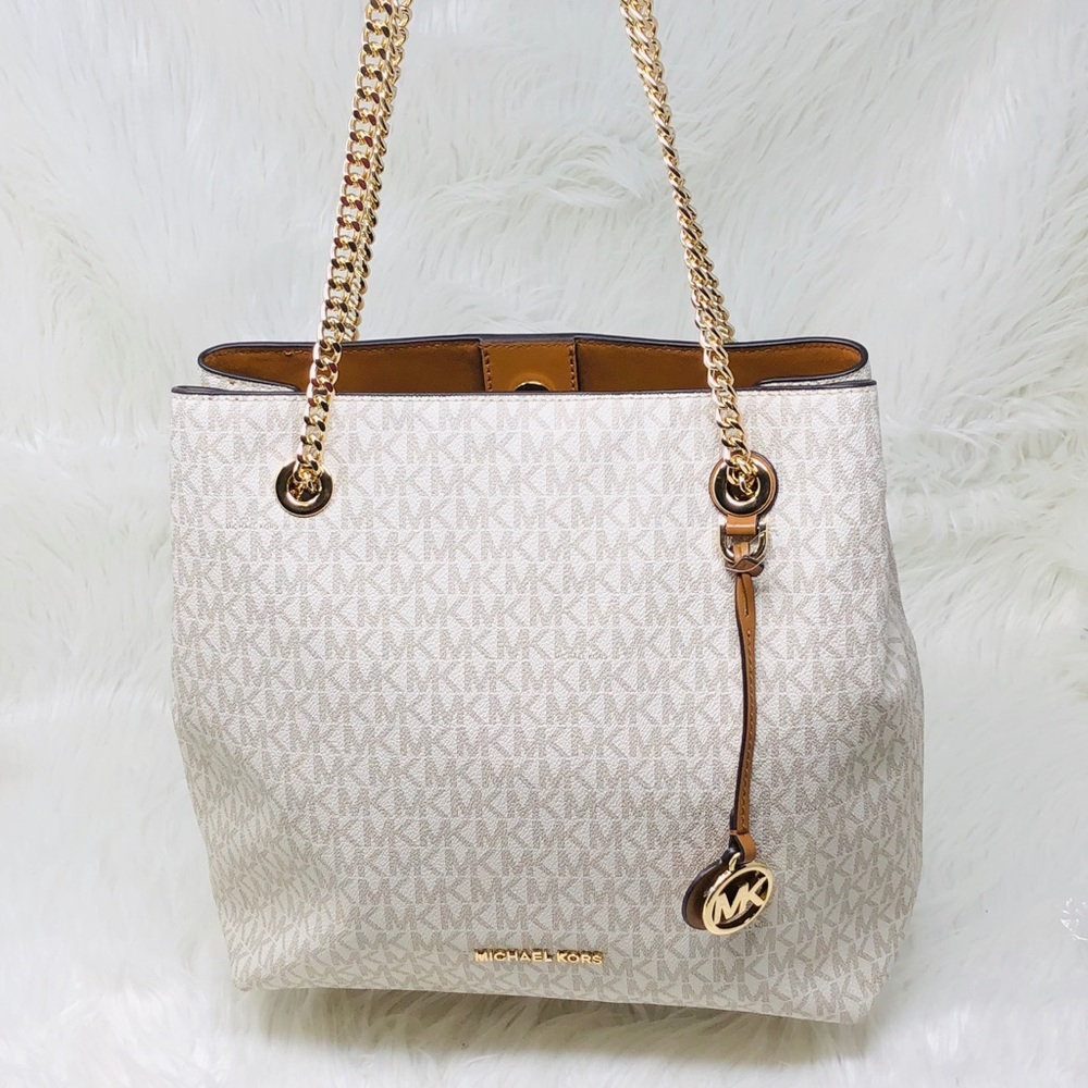 NWT Michael Kors Jet Set chain large tote vanilla - Picture 6 of 8